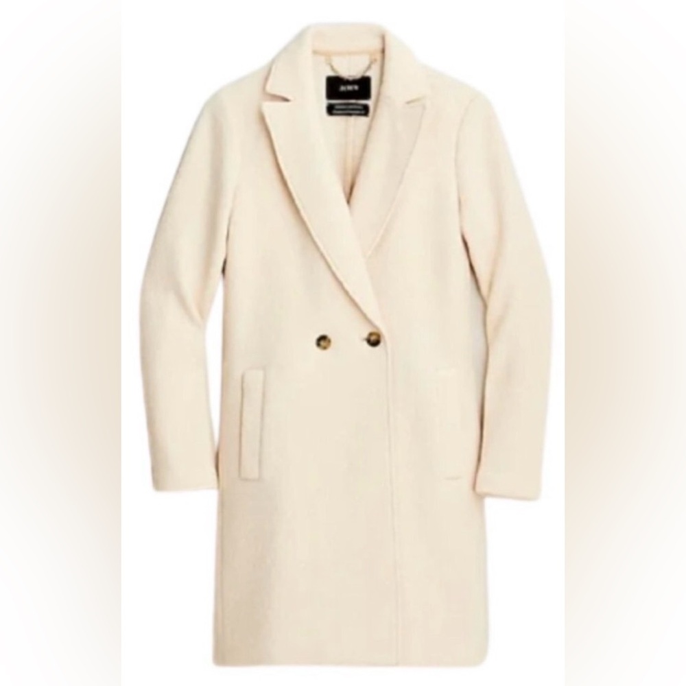J. Crew Ivory Double-Breasted Wool Pea Coat